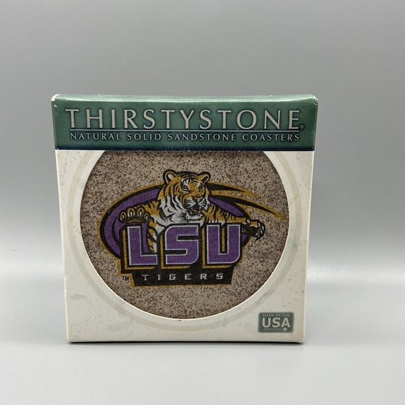 Vintage 04 LSU TIGERS Officially Licensed 4" THIRSTYSTONE Coasters Set of 4 #423 - Picture 1 of 5